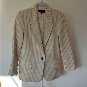 Nili Lotan Cream Pinstripe Women's Blazer - Classic Single-Button Jacket